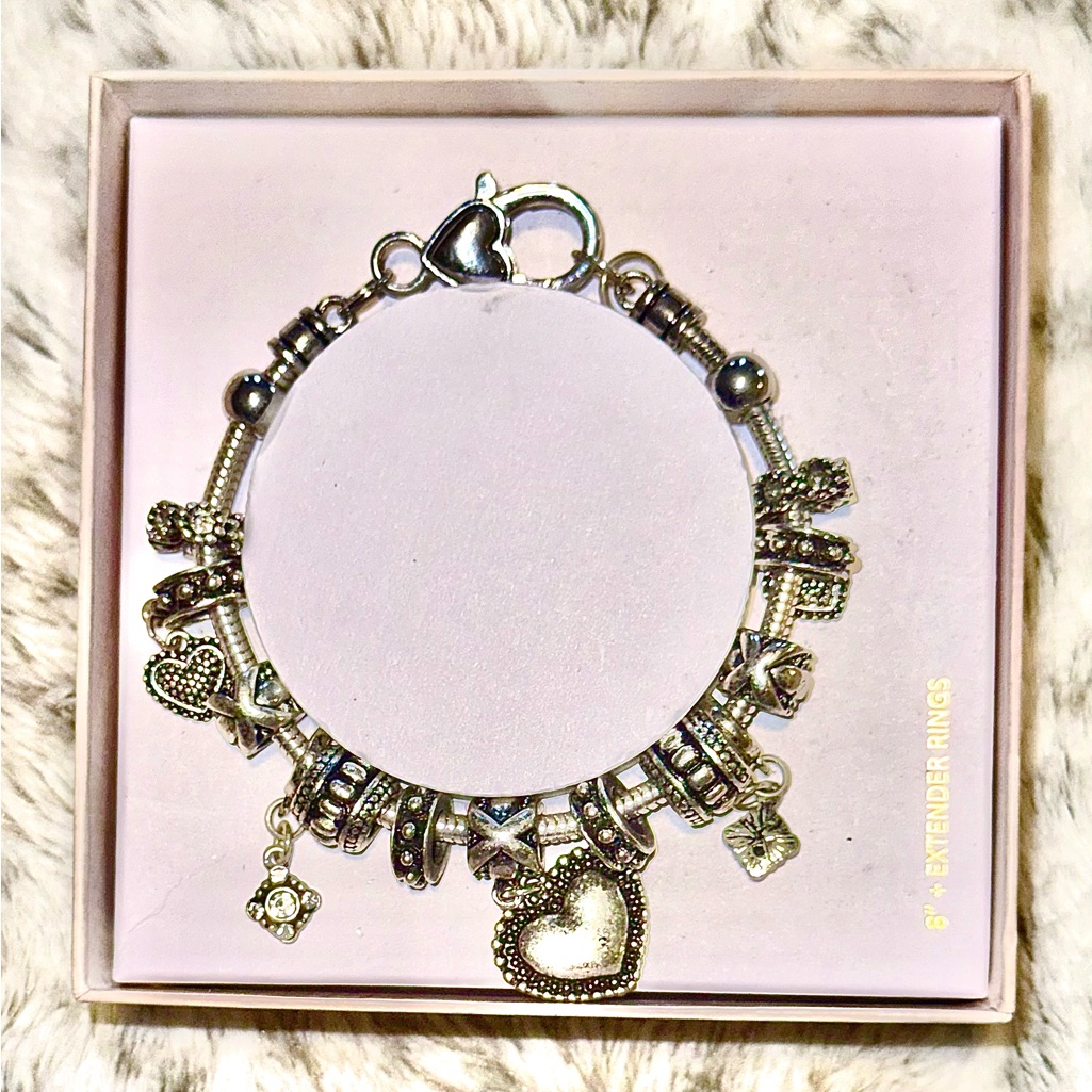 Silver Charm Bracelet 8”. Nwt.